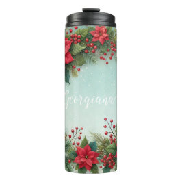 Termo Nombre personalizado Navidades acuarela floral Poi