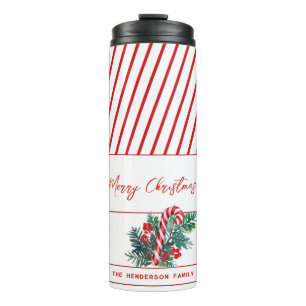 Termo Nombre personalizado   Navidades Candy Cane & Red 