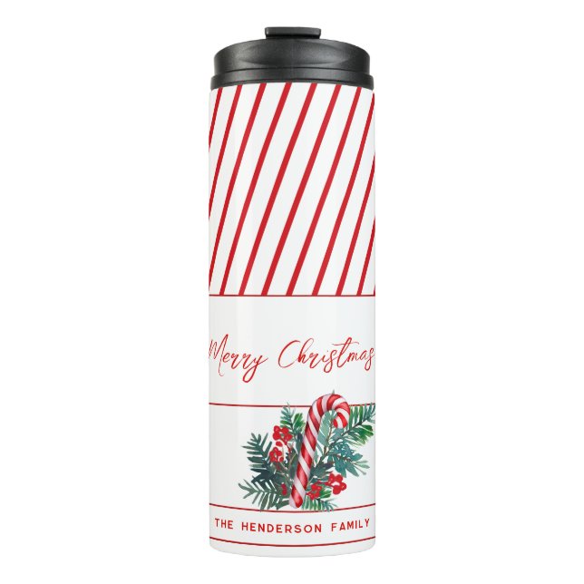 Termo Nombre personalizado | Navidades Candy Cane & Red  (Anverso)