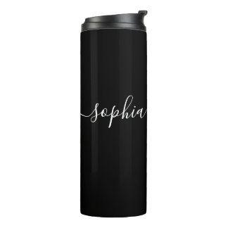 Termo Nombre personalizado negro simple y moderno
