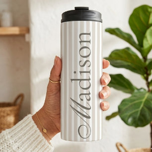 Termo Nombre Personalizado Novia Rayas Beige Damas de Ho