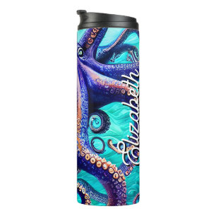 Termo Nombre Personalizado Octopus Blue Ocean Wave Resum