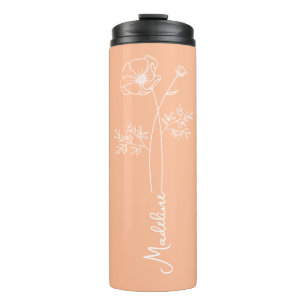 Termo Nombre Personalizado, Octubre Nacimiento Flor Peac