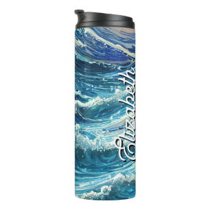 Termo Nombre personalizado Olas del océano azul