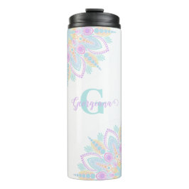 Termo Nombre personalizado Pastel Arcoiris Floral Sundal