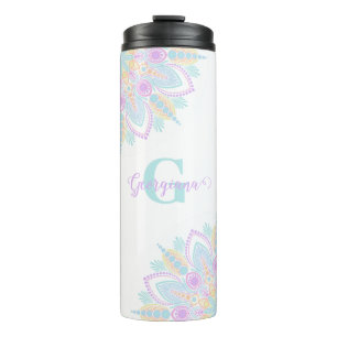 Termo Nombre personalizado Pastel Arcoiris Floral Sundal