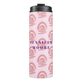 Termo Nombre personalizado patrón arcoíris rosa
