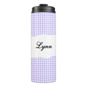 Termo Nombre Personalizado Patrón de Cuadros Morado