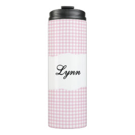 Termo Nombre Personalizado Patrón de Cuadros Rosado