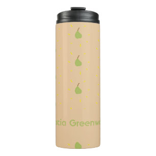 Termo Nombre personalizado patrón de pera verde marrón