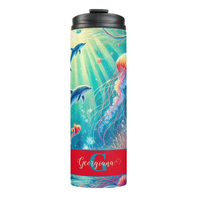 Termo Nombre personalizado Poinsettia de arrecife floral (Anverso)