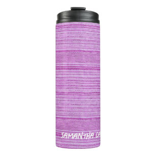 Termo Nombre personalizado rayas rosas textiladas