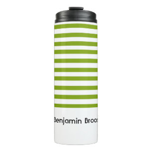 Termo Nombre personalizado rayas verdes y blancas
