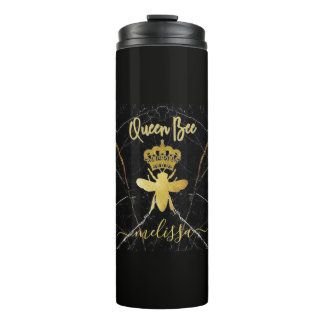 Termo Nombre Personalizado REINA ABEJA Mármol Negro Dora