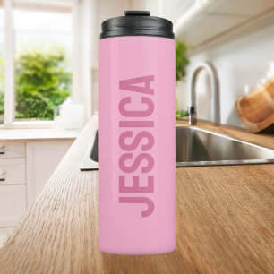 Termo Nombre personalizado rosado Minimalista moderno