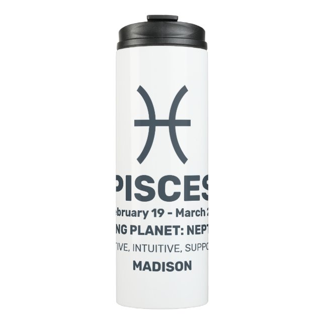 Termo Nombre personalizado / Rótulo de texto Zodiaco Pis (Anverso)