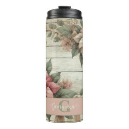 Termo Nombre personalizado Shabby Chic Pastel Poinsettia
