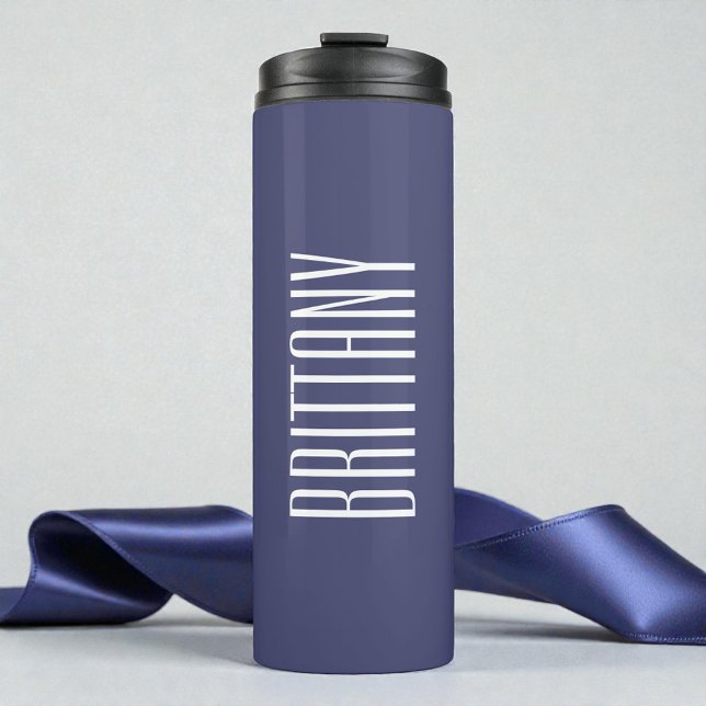 Termo Nombre personalizado simple de la dama de honor az (Simple Blue Bridesmaid Personalized Name Minimal Thermal Tumbler)