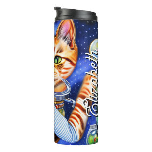 Termo Nombre personalizado Starry Night Retro Astronauta