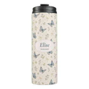 Termo Nombre personalizado Taza de Mariposa Azul Arco Fl