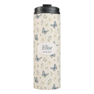 Termo Nombre personalizado Taza de Mariposa Azul Arco Fl
