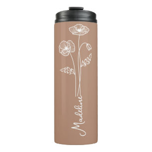 Termo Nombre personalizado, tazas de flores de nacimient