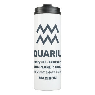 Termo Nombre personalizado / Texto Zodiac Rótulo Acuario