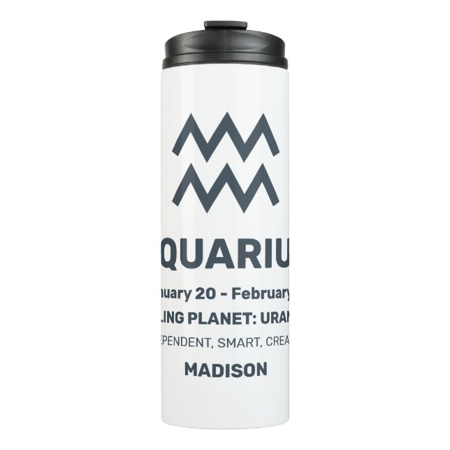 Termo Nombre personalizado / Texto Zodiac Rótulo Acuario (Anverso)