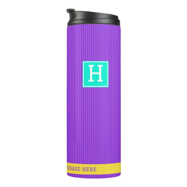 Termo Nombre personalizado: Tumbler morado moderno y Ver (Rotado hacia la derecha)