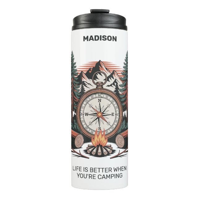Termo Nombre Personalizado y Texto de Camping (Anverso)