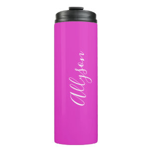 Termo Nombre vertical personalizado, blanco, fucsia bril
