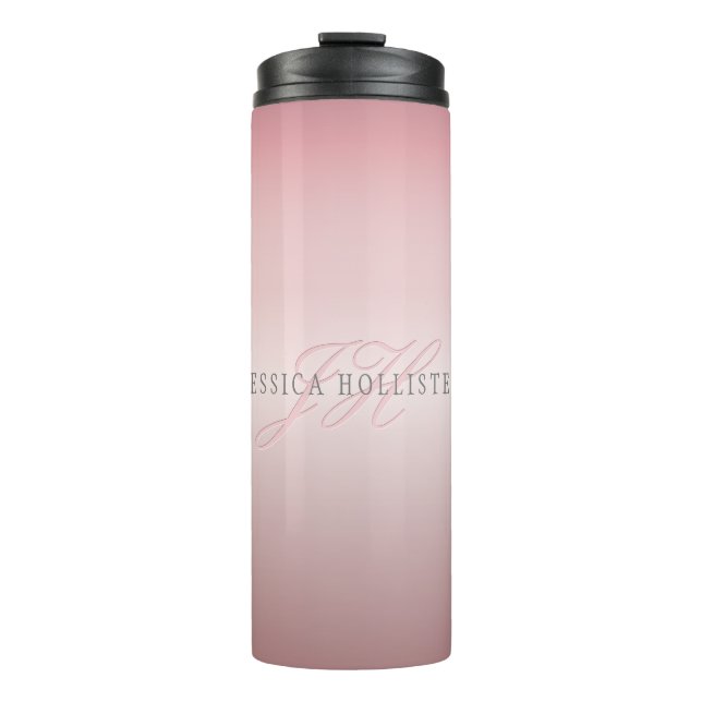 Termo Nombre y monograma | Soft FAUX Rosa Gold Rubor (Anverso)