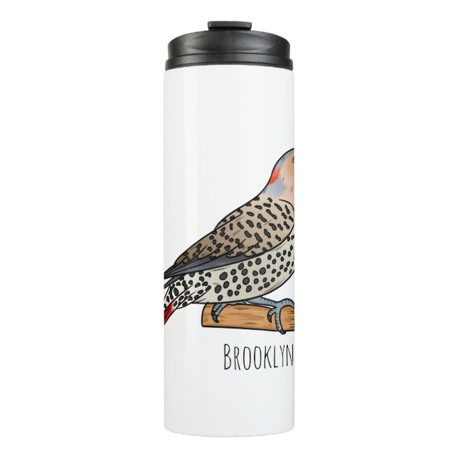 Termo Northern flicker bird cartoon illustration  (Anverso)