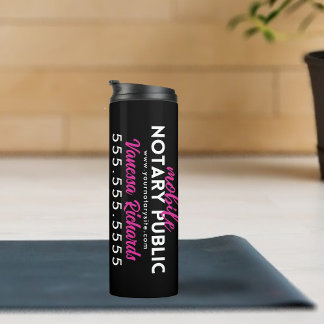 Termo Notario público moderno negro y rosa promocional