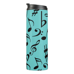 Termo Notas de música Tumbler térmico con tapa   Editabl