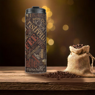 Termo Nube de palabras de café sobre arpillera marrón ID