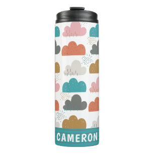 Termo Nubes de color lindo nombre personalizado turquesa