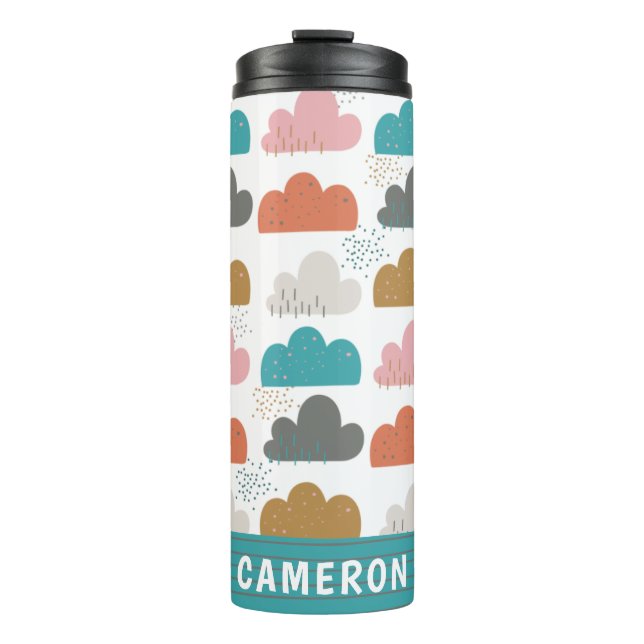 Termo Nubes de color lindo nombre personalizado turquesa (Anverso)