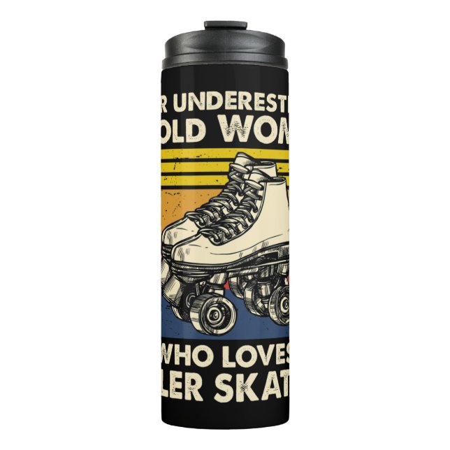 Termo Nunca subestimes a una anciana que ama el patín de (Anverso)