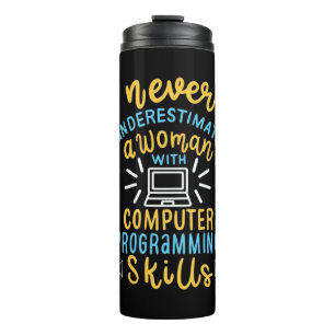Termo Nunca Subestimes A Una Mujer Con Una Computadora