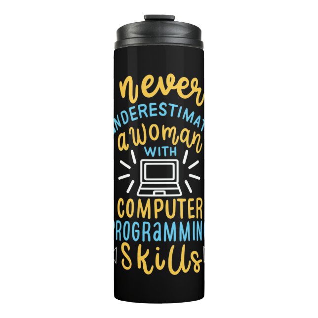 Termo Nunca Subestimes A Una Mujer Con Una Computadora (Anverso)