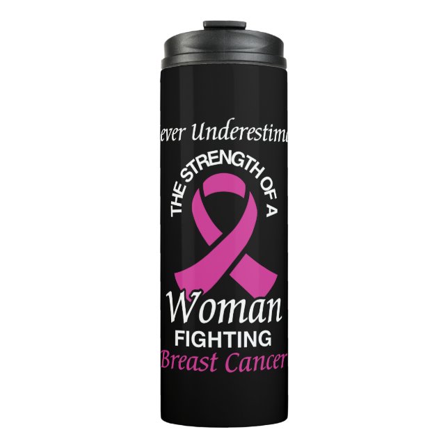 Termo Nunca subestimes/Cinta/Mujer... Cáncer de mama (Anverso)