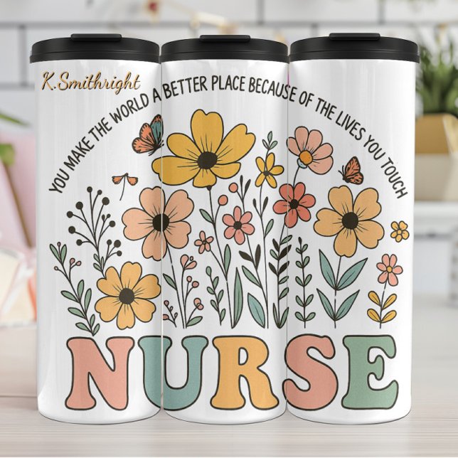 Termo Nurse Floral Inspirational Quote Design (Subido por el creador)