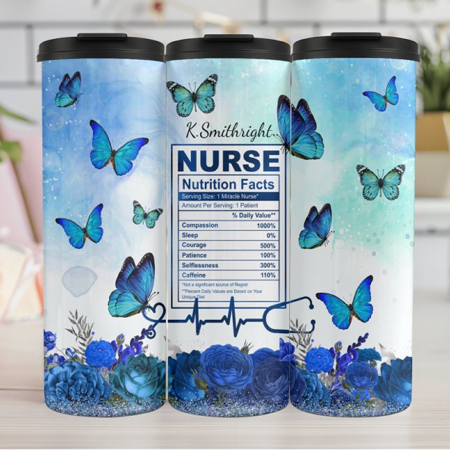 Termo Nurse Nutrition Facts Blue Butterfly (Subido por el creador)