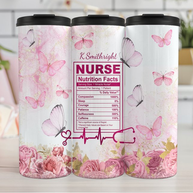 Termo Nurse Nutrition Facts Floral Butterfly (Subido por el creador)