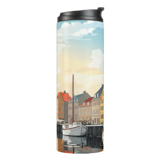 Termo Nyhavn Puerto de Copenhague Dinamarca Acuarela de