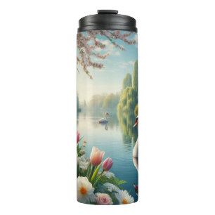 Termo Obra artística de primavera de lagos de cisne flor