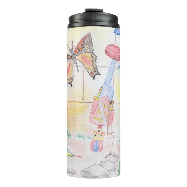 Termo Obra de arte de niños personalizados, juguete de d (Anverso)