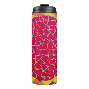 Termo Obra de arte roja, naranja y amarilla