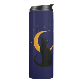 Termo Observador de la noche - Gato negro de Halloween